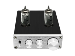 Aetheria fx audio Tube 03 Pré amplificador Hifi Mini com Tubo de Vácuo 6k4 Ajuste de Agudos e Graves Prata Plug Uk