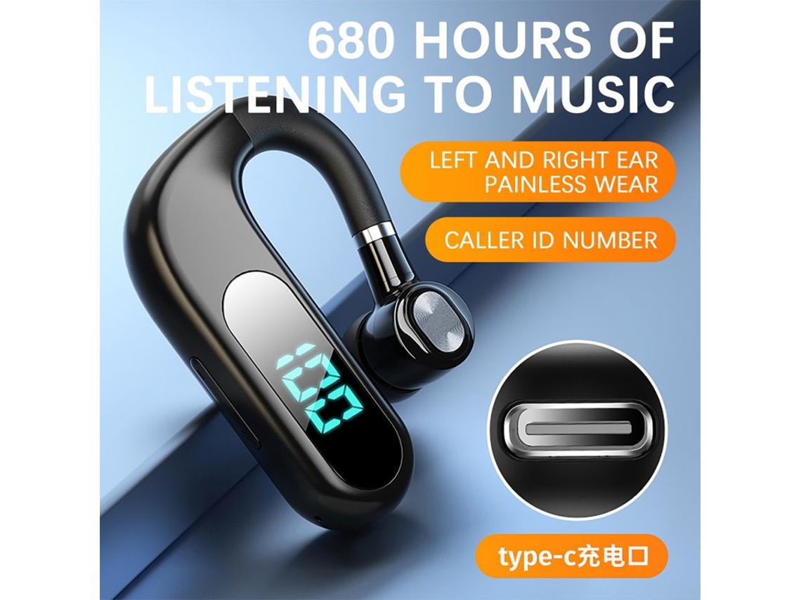 Kit Mãos-livres Compatível com Bluetooth Stereo Tipo de Orelha Pendurada Modelo Comercial Bateria Exibição Long Standby Preto