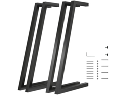 Conjunto De 4 Pernas De Mesa Quadradas Industriais Para Móveis Com Pés Ajustáveis 43x3x72 Cm Preto