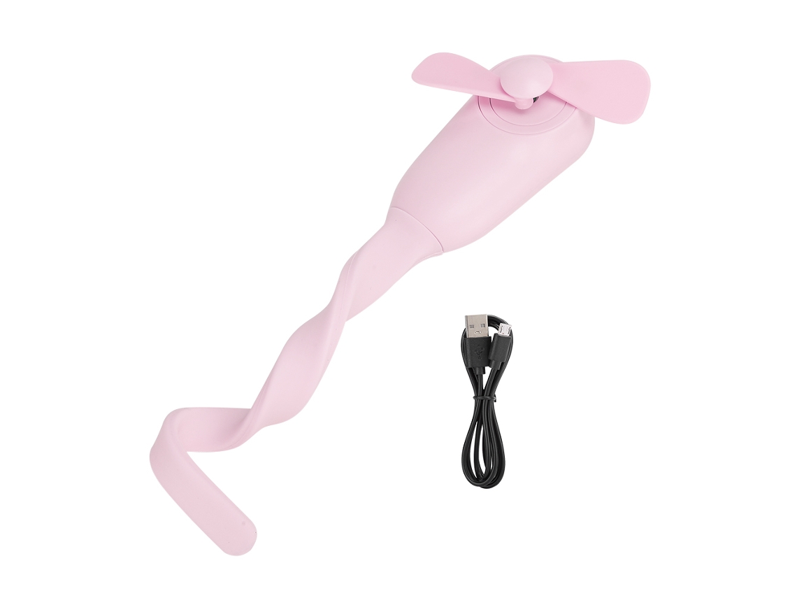 2026zentro-ventilador Mini Flexível Usb Recarregável Portátil Para Mesa E Cama Com Parada Automática De Lâmina Rosa