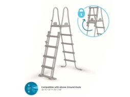 Escalera De Seguridad Para Piscinas Bestway Flip Lock 76,5 X 124,5 X 135/191,5 Cm Para Piscinas Desmontables De 132 Cm De Altura
