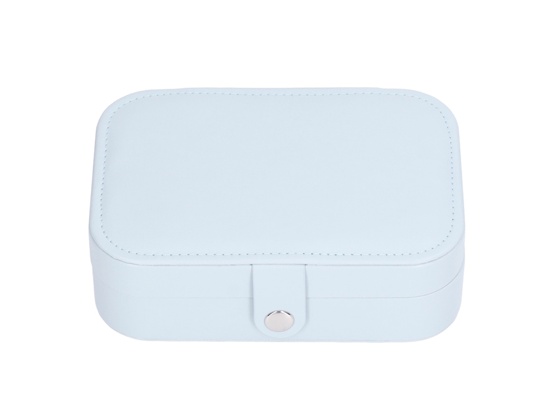 Caixa De Viagem Para Bijuteria Couro 16x11,5x5cm Azul
