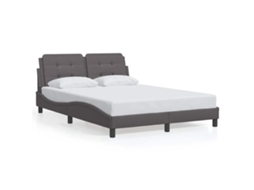 Estrutura de Cama Zadar Couro Artificial Cinzento 140x200 cm MAISON EXCLUSIVE