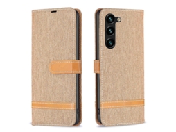 Capa De Celular Samsung Galaxy S23+ 5g Em Couro Com Textura Jeans E Blocos De Cores