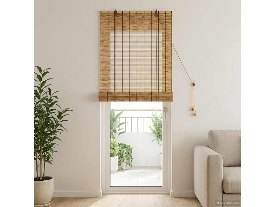 Vidaxl Estores De Rolo Castanho 100 X 220 Cm Junco