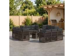 Vidaxl Conjunto De Sofá De Jardim 13 Unid. Cinzento Vime Pe