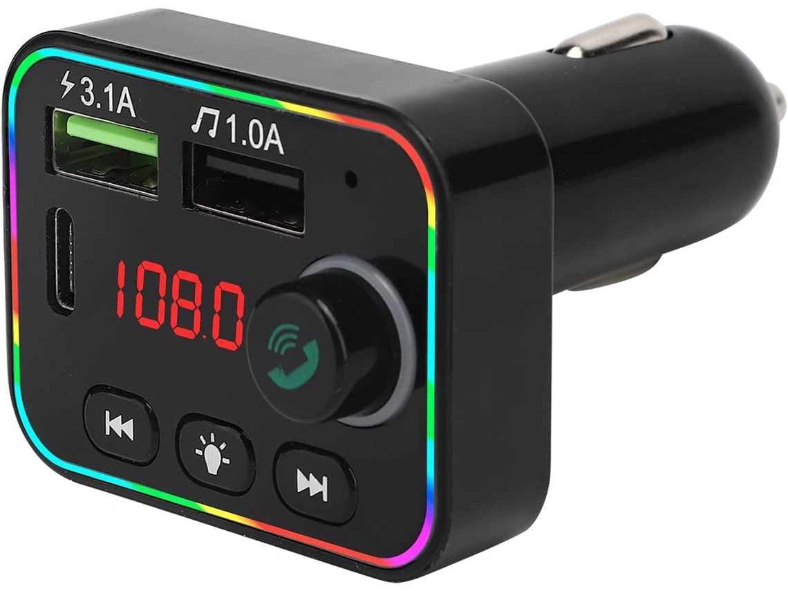 Transmissor Fm Bluetooth Para Carro, Carregador Veicular, Reprodutor De Mp3 Multifuncional Com Luz L Gokoco