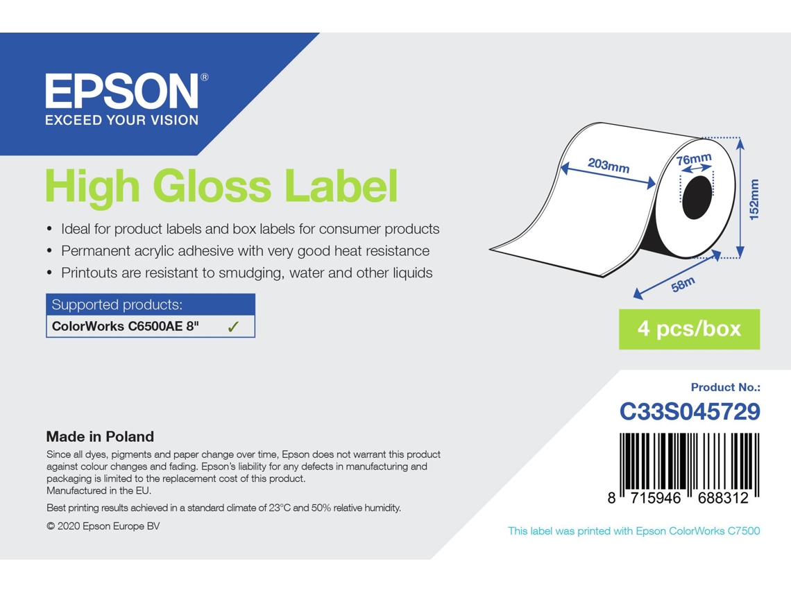 Epson C33S045729 Etiqueta para Impressão Branco