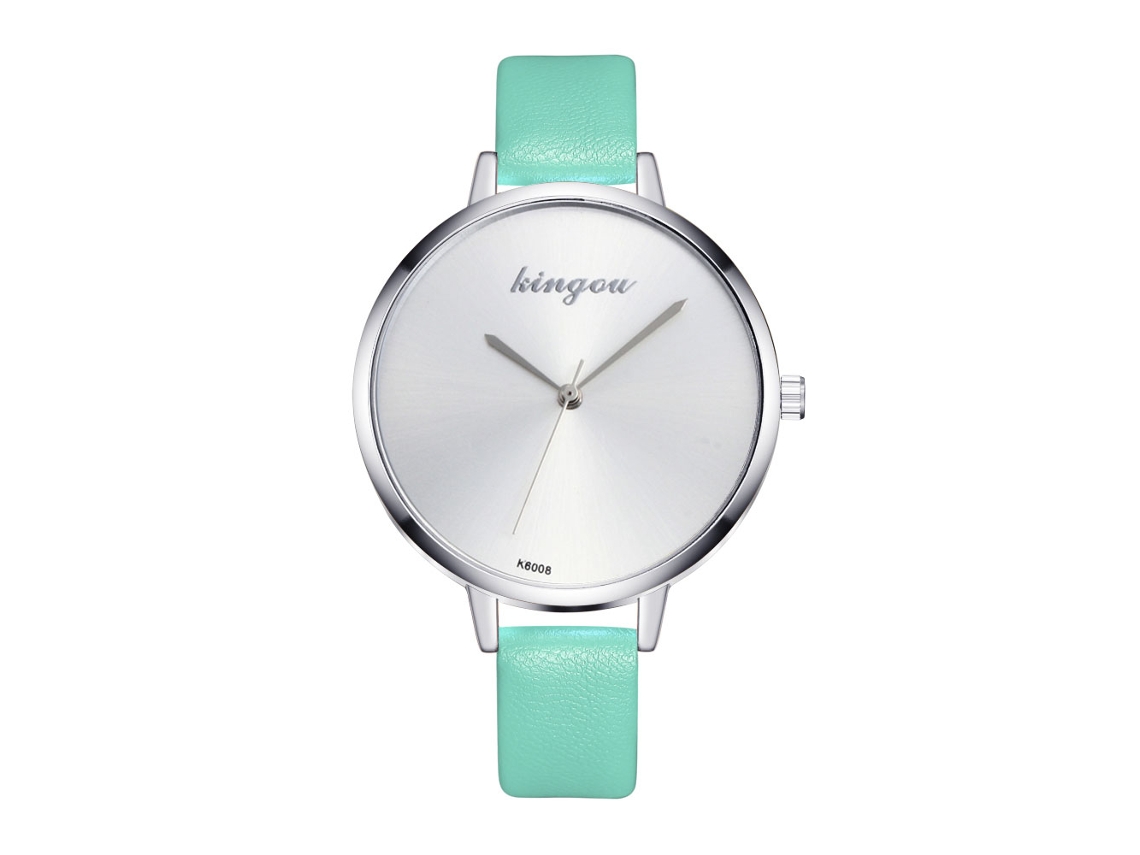 Relógio de Quartzo com Pulseira de Couro Simples e Fashion para Amante (verde Menta)