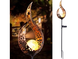 Luminária solar de jardim para exterior, barra de metal decorativa com luzes LED e flores, Klb Brilvibera