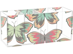 Porta canetas Acrílico Frodotgv com 4 Compartimentos em Delicados Formatos de Borboletas Multicoloridas, Ideal