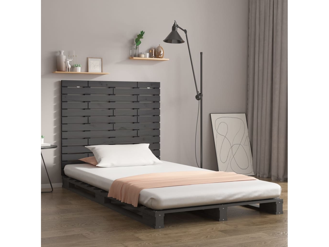 Cabecero de pared 126x3x91,5 cm Madera maciza de pino gris