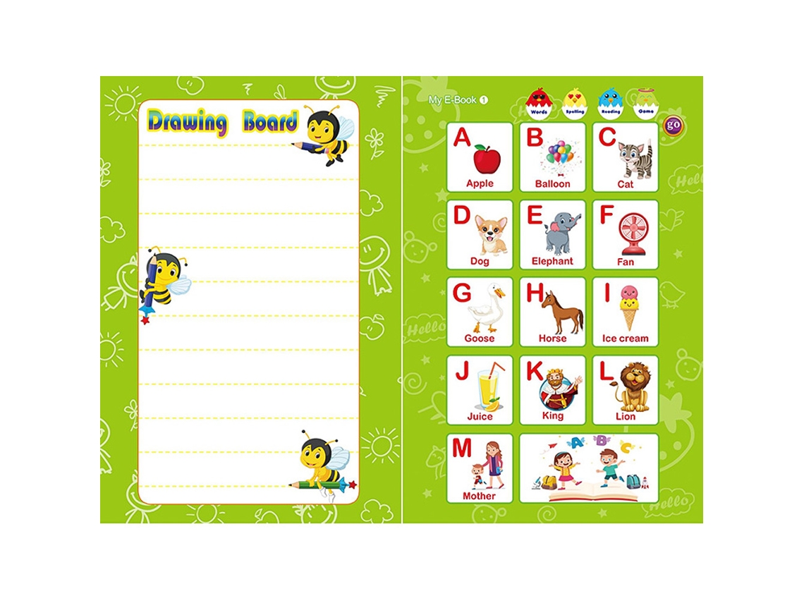 Primerox livro Sonoro Interativo em Inglês Brinquedo Educativo para Bebês e Crianças Pequenas