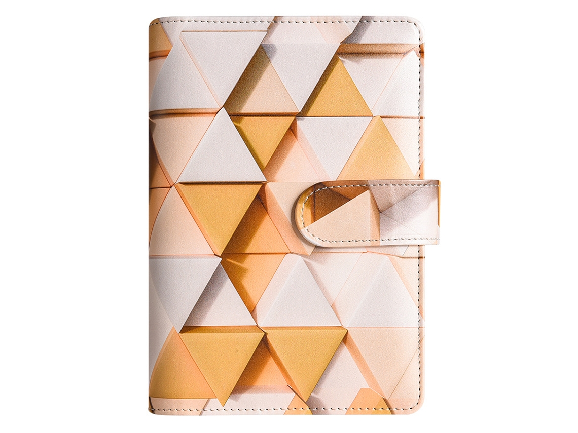 A6 Pu Leather Square Planner Notebook Macaron Color Print, Cash Budget Loose Leaf Binder, Single Cover Block Orange