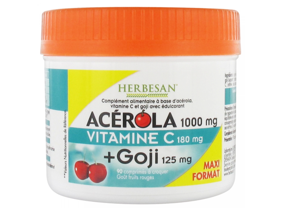 Acerola 1000 Mg Vitamina C 180 Mg Goji 125 Mg 90 Comprimidos HERBESAN