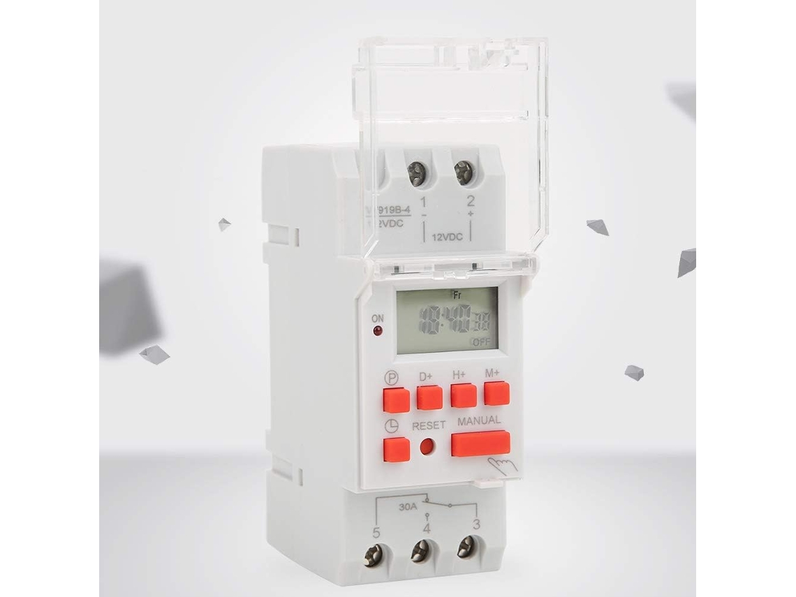 Interruptor Temporizador Semanal De 12v Dc 30a Com Controle Liga