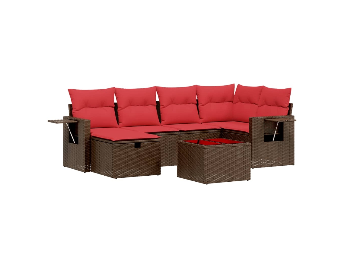 Conjunto de Sofá de Jardim, 7 Peças, Almofadas, Rattan Preto MAISON EXCLUSIVE