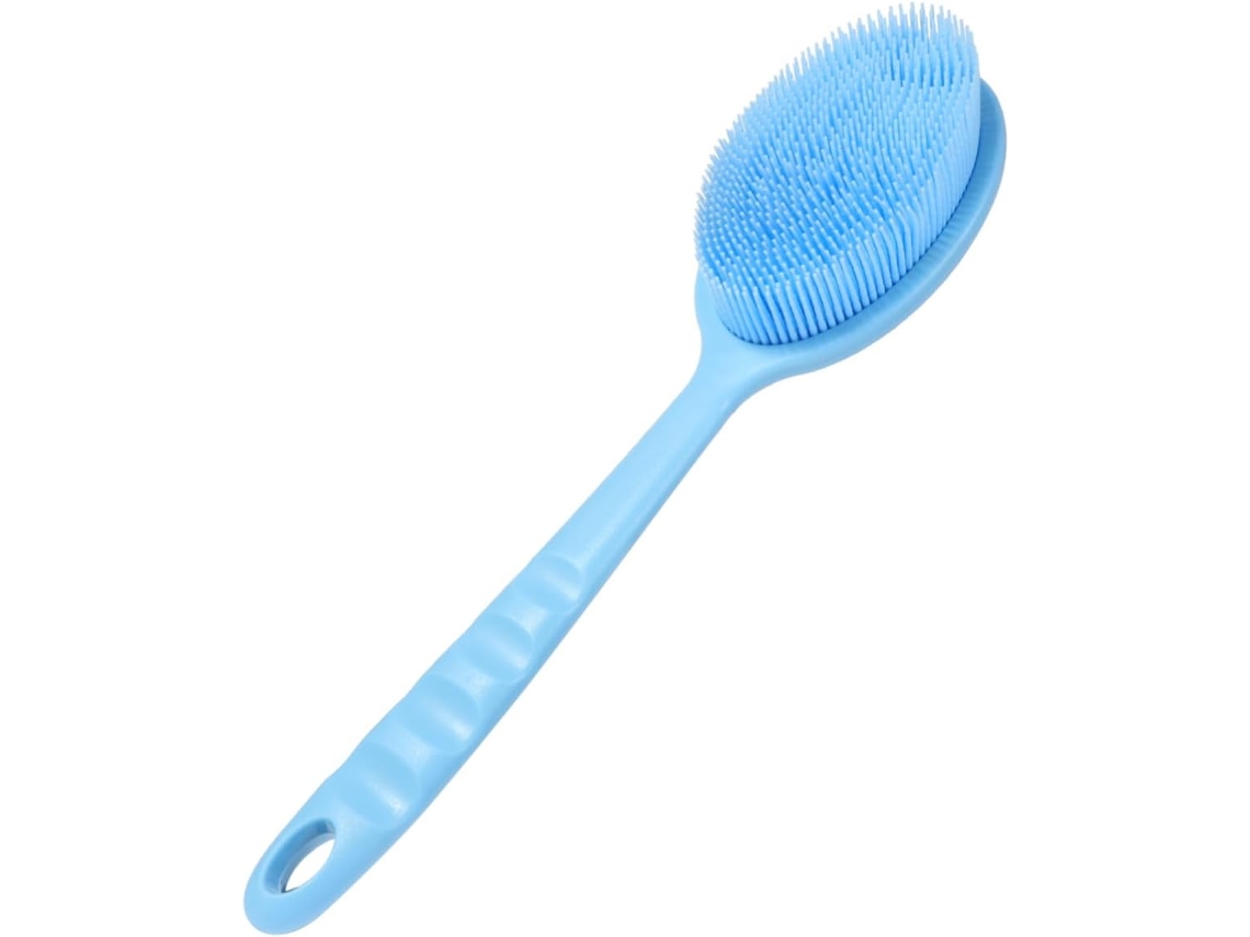 Escova De Banho Azul Com Cabo Longo, Escova Esfoliante Para Limpeza Das Costas, Cabo Ergonômico, Para Uso Doméstico