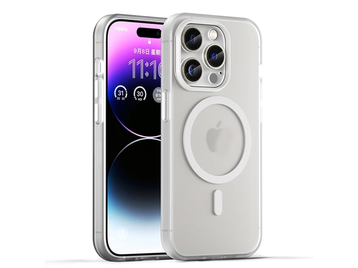 Capa Híbrida Translúcida Para Iphone 14 Pro - Tpu E Pc Com Magsafe | Fosca - Branca