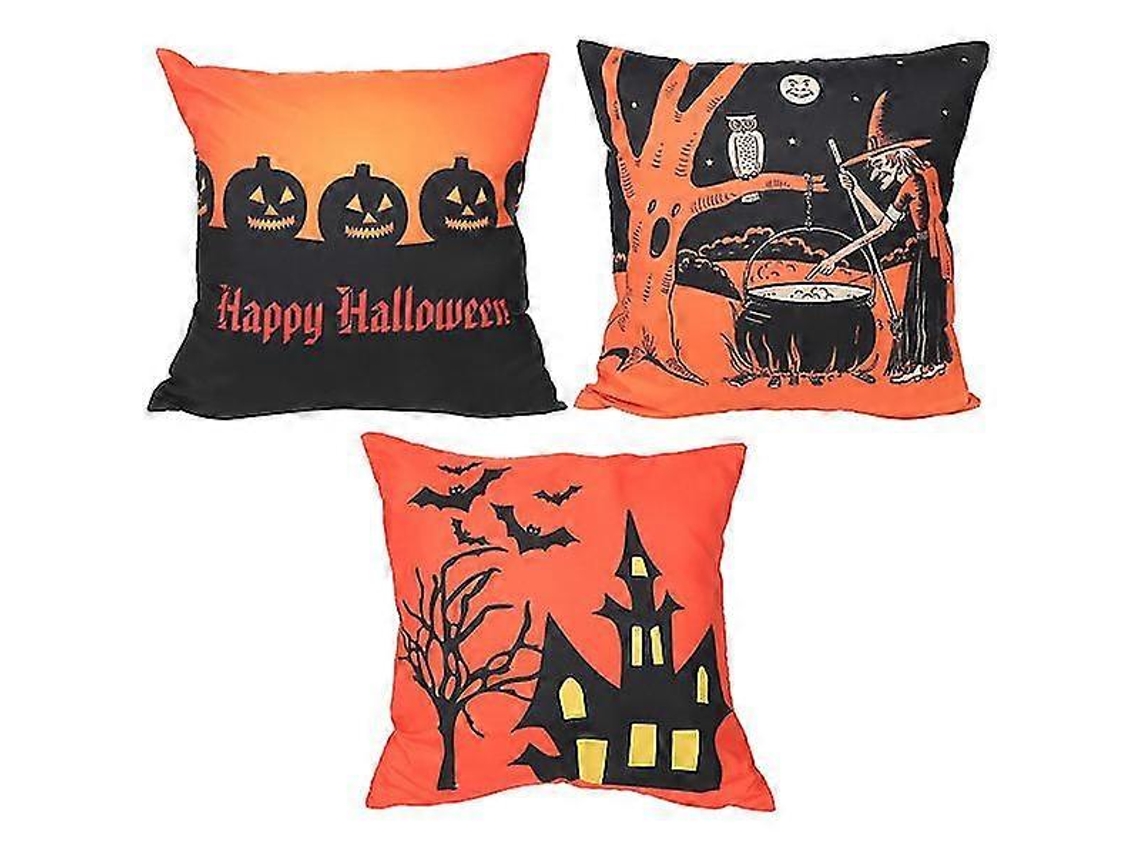 3pcs Capa De Almofada Halloween Estampada Confortável Sem Interior De Almofada
