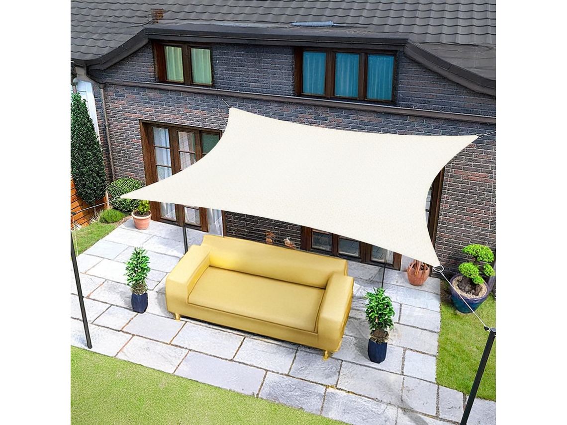 2x3m Creme Voile De Sombra Retangular,tecido Impermeável Com 95 De Proteção Uv,cobertura Para Exterior,jardim E Terraço Btforus