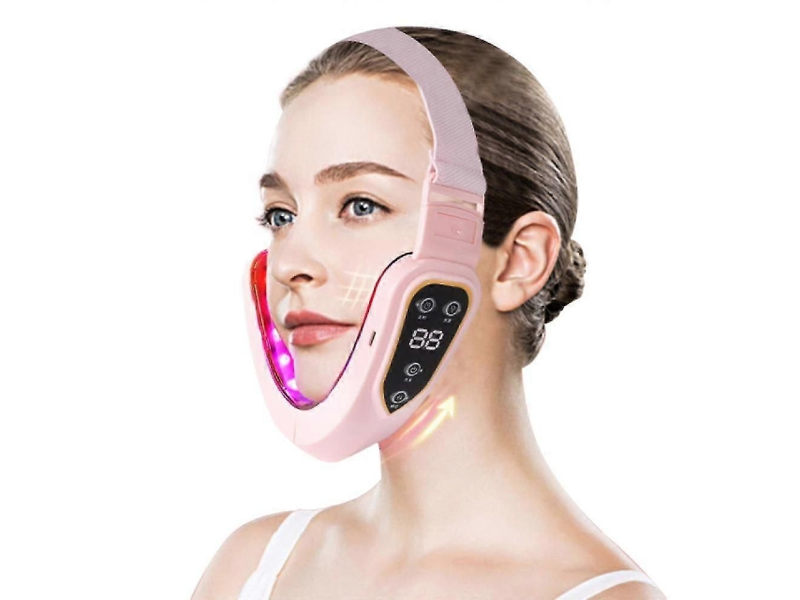 Massageador Facial Ems Para Remover Papada, Terapia De Luz Led E Aparelho De Lifting Facial Em Formato De V.