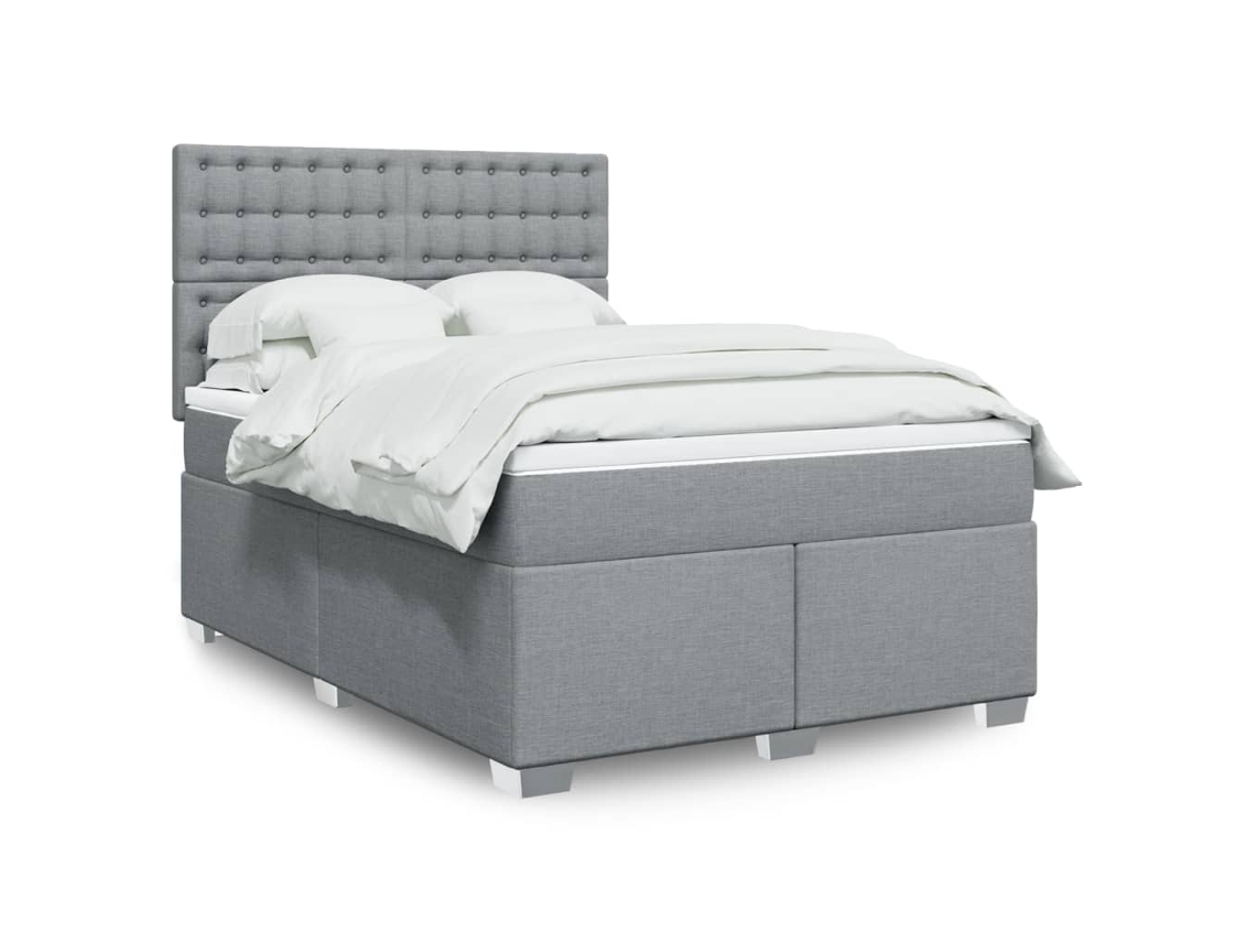 Vidaxl Cama Com Molas/colchão 160x200 Cm Tecido Cinzento-claro