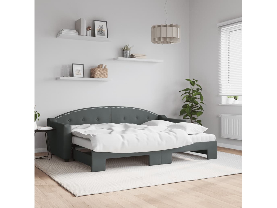 Vidaxl Sofá-cama C/ Gavetão E Colchões 80x200cm Tecido Cinzento-escuro