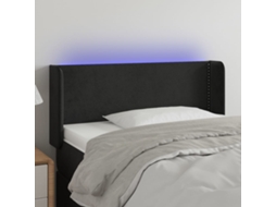 Vidaxl Cabeceira De Cama C/ Luzes Led Veludo 93x16x78/88 Cm Preto