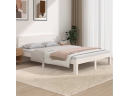 Vidaxl Estrutura De Cama King 150x200 Cm Madeira Maciça Branco