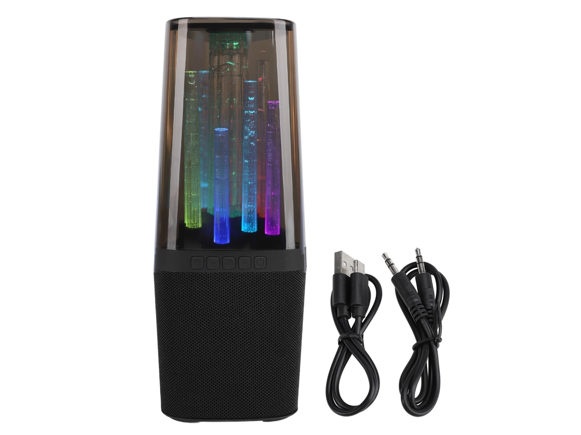 Caixa De Som Bluetooth Portátil Com Luzes Rgb E Portas Aux Usb Para Exterior E Mesa Preta