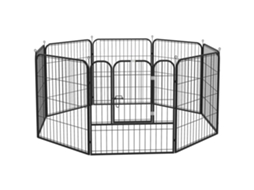 Parque Cães 8 Varas Dobrável C/ Porta E Dupla Trava 79x79 Cm Preto
