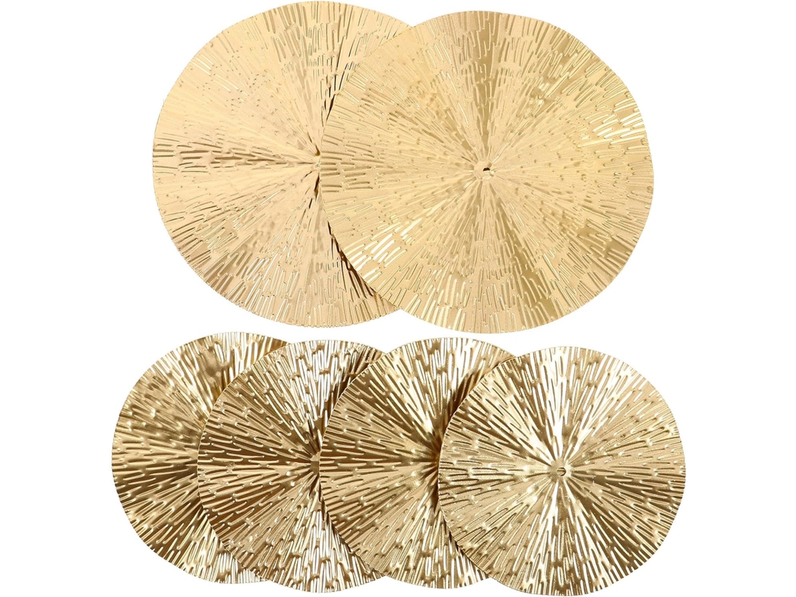 Conjunto 6 Decorações Parede Modernas Metal Dourado Design Irregular Redondo Resistentes Ideais Estar Quarto GOKOCO
