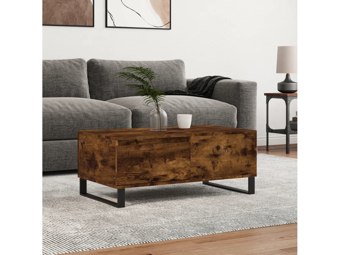 Mesa De Centromesa De Apoiomesa De Café 90x50x36,5 Cm Derivados Madeira Carvalho Fumado Wsd49729 Lovely Home