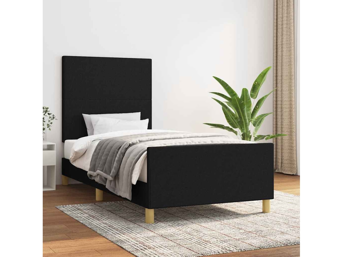 Vidaxl Estrutura De Cama Sem Colchão 100x200 Cm Tecido Preto