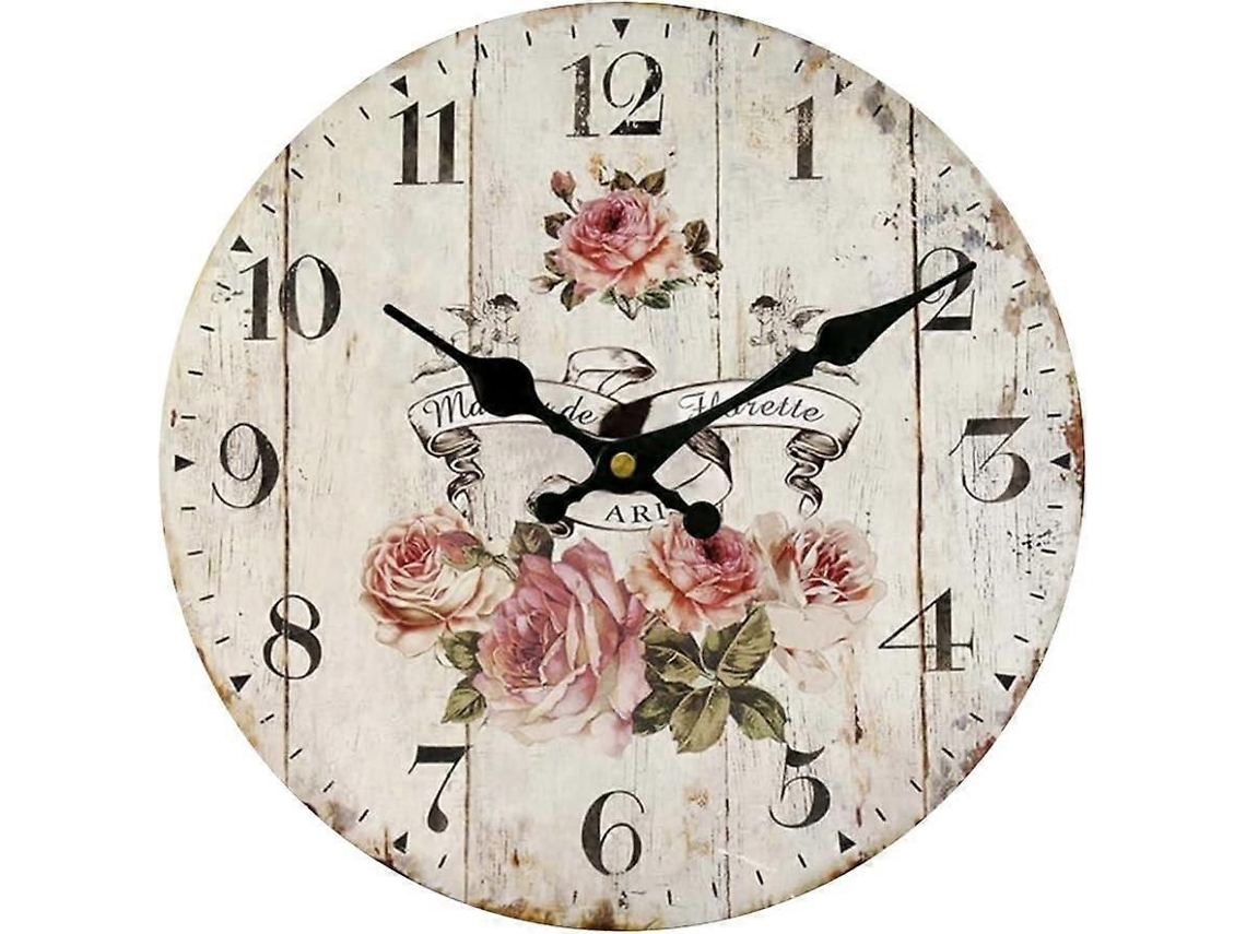 Relógio De Parede Silencioso Estilo Vintage - 34cm (14 Polegadas De Diâmetro)