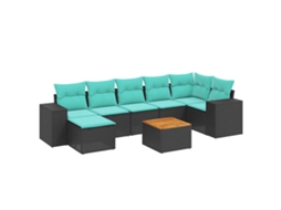 Conjunto de Sofá de Jardim, 9 Peças, Almofadas, Rattan Marrom MAISON EXCLUSIVE