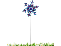 Moinho de Vento Borboleta Ornamento de Jardim Giratório em Metal com Estaca para Fixação no Solo, Escultura de Moinho CHABERLU