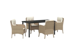 Maison Exclusive - Conjunto De Jantar Para Jardim Com Almofada 5 Pcs Bege Vime Pe