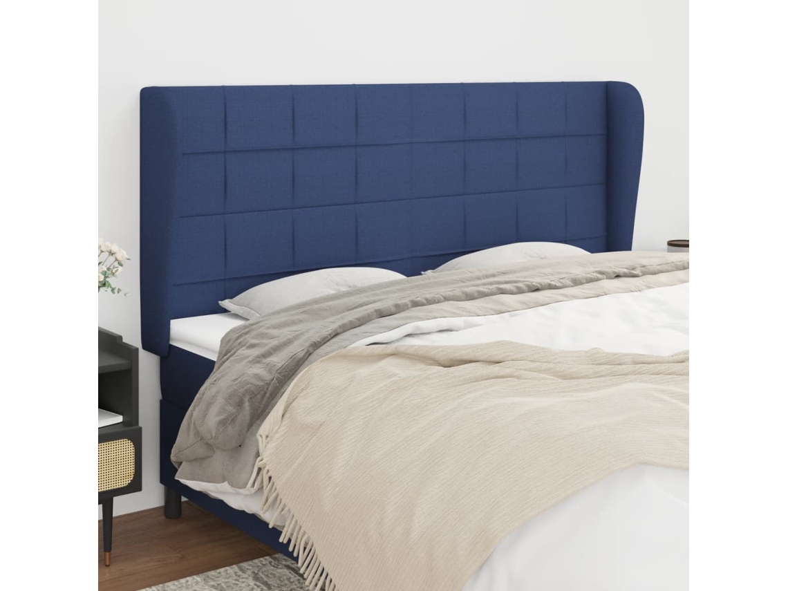 Vidaxl Cabeceira de Cama C/ Abas Tecido 183x23x118/128 Cm Azul