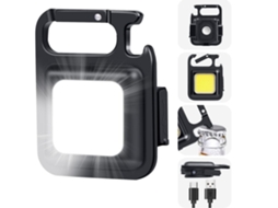 Lanterna De Chaveiro L Mini Cob Brilhante Recarregável 1000 Lúmens 4 Modos Luz Com Suporte Dobrável Preto Bisbus*