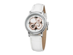 Relógio de Pulso Feminino Casual Winner com Pulseira Pu e Movimento Automático Branco Branco