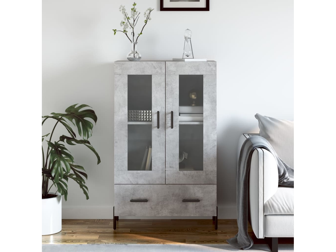 Vidaxl Aparador Alto 69,5x31x115 Cm Derivados De Madeira Cinza-cimento