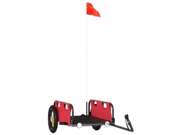 Reboque de carga VIDAXL para bicicleta tecido oxford e ferro vermelho