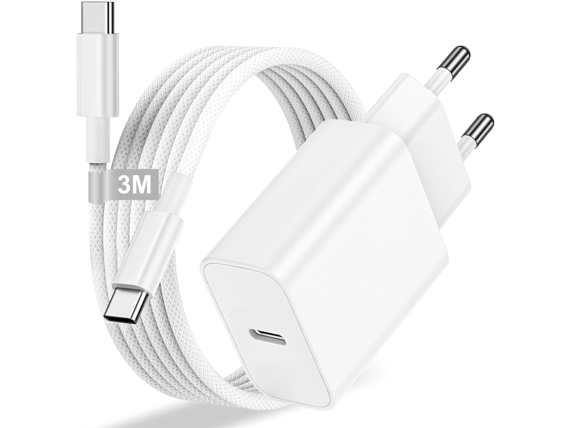 Carregador Rápido 25w Usb c para Iphone 17/16/15/ipad 3m Preto ZRUXE