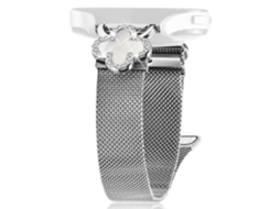 Pulseira De Relógio Metal Galvanizado Com Decoração Trevo, Compatível Milanesa Aço Withings, Tamanho S, Cor Prata.