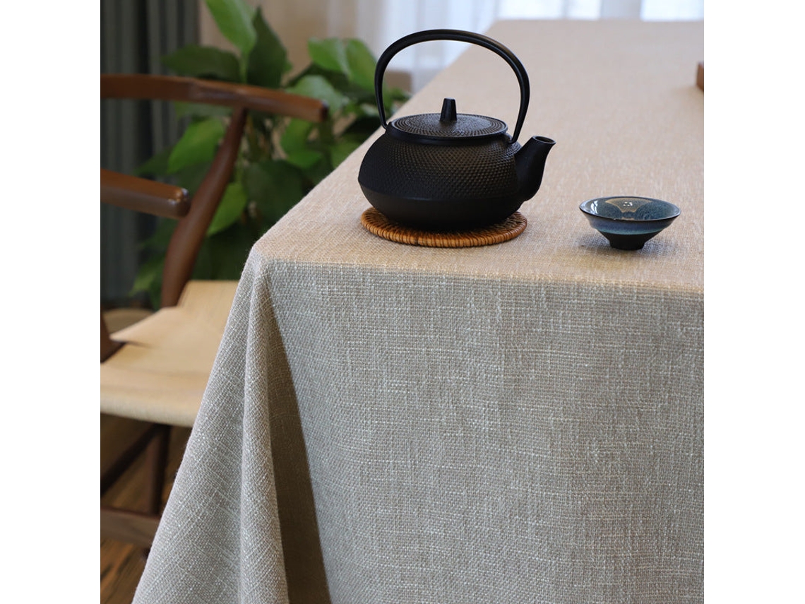 Toalha De Mesa De Linho Mesa De Centro Toalha De Mesa Redonda Simples De Cor Sólida Toalha De Mesa Retangular De Linho De Algodão Japonês Cinza Claro