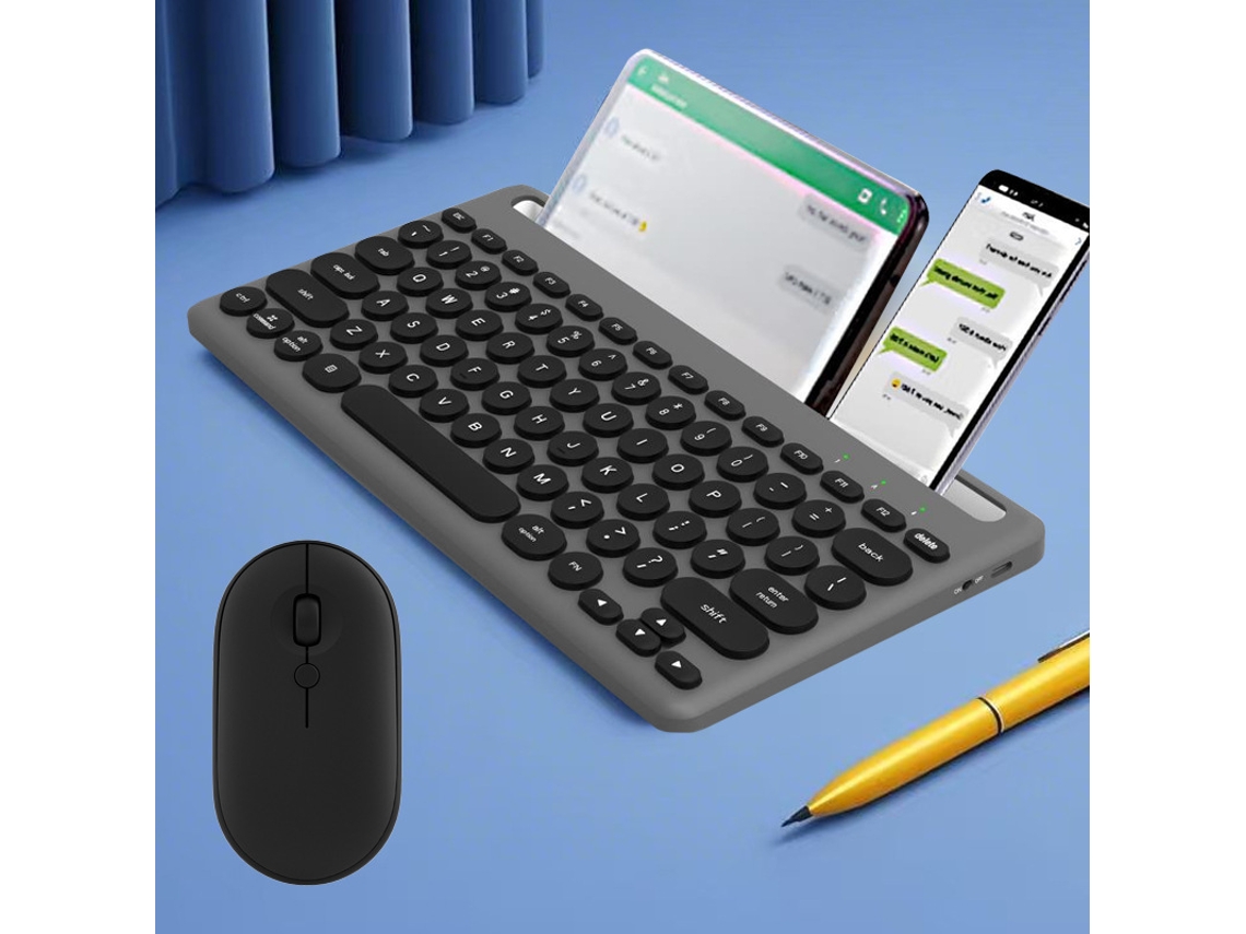 Teclado HEXINYIGJLY Bluetooth 2.4g Dual Mode Definir 3 Dispositivospara Ipad/iphone/pc/android Preto