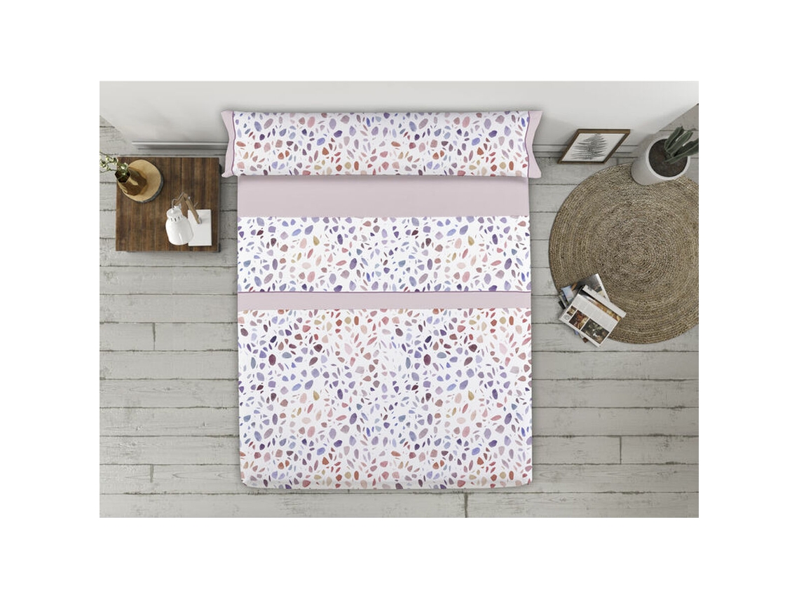 Conjunto de Lençóis TEJIDOS REINA Balance (Cor de Rosa - Casal)