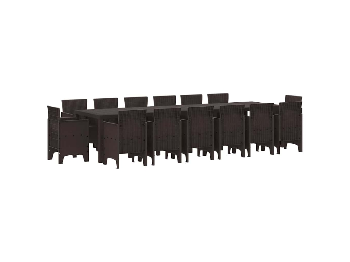 Conjunto 15 Conjunto De Jantar Para Jardim Vidaxl Castanho Polipropileno (350 X 100 X 73 Cm)